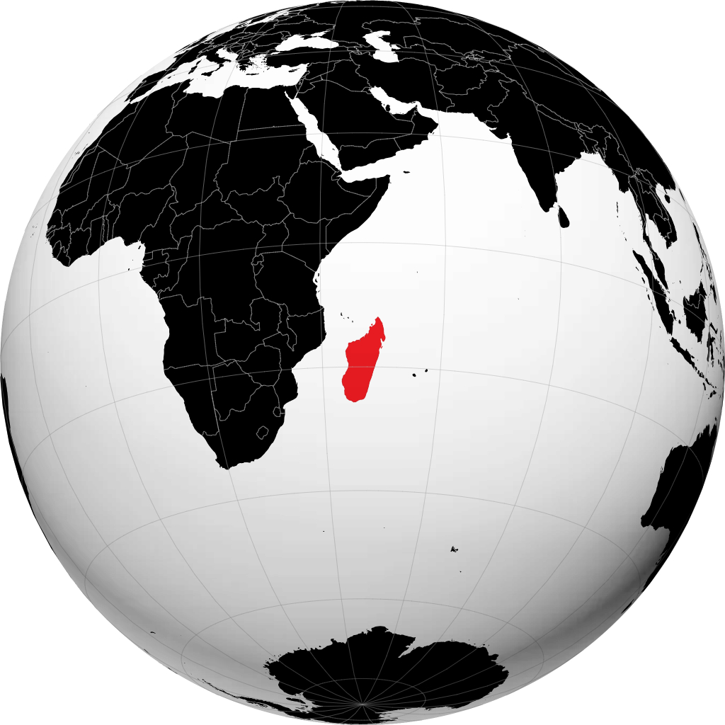 Madagascar sur le globe