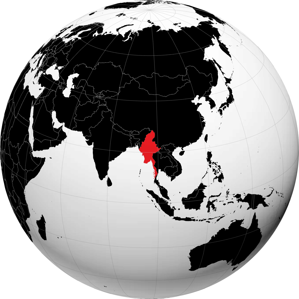 Birmanie sur le globe