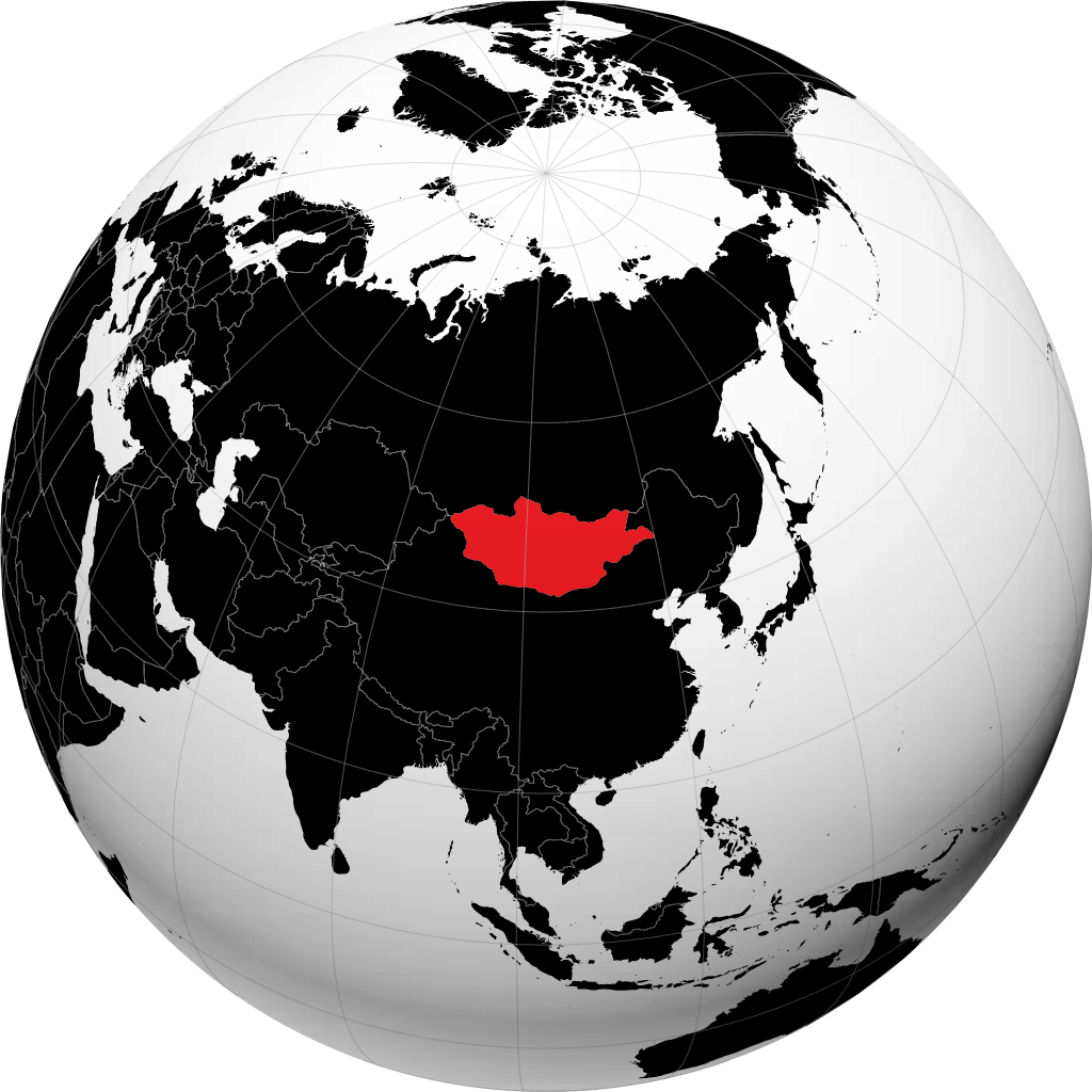 Mongolie sur le globe