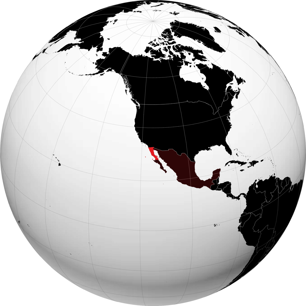 État de Basse-Californie sur le globe
