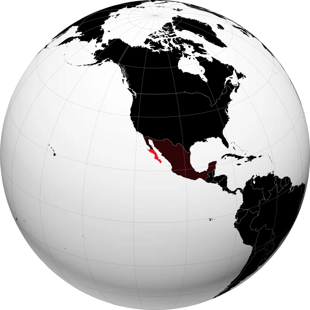 État de Basse-Californie du Sud sur le globe