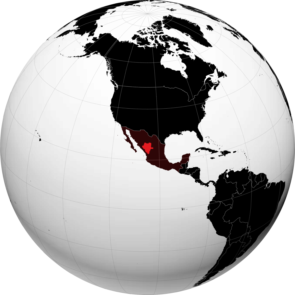 État de Durango sur le globe