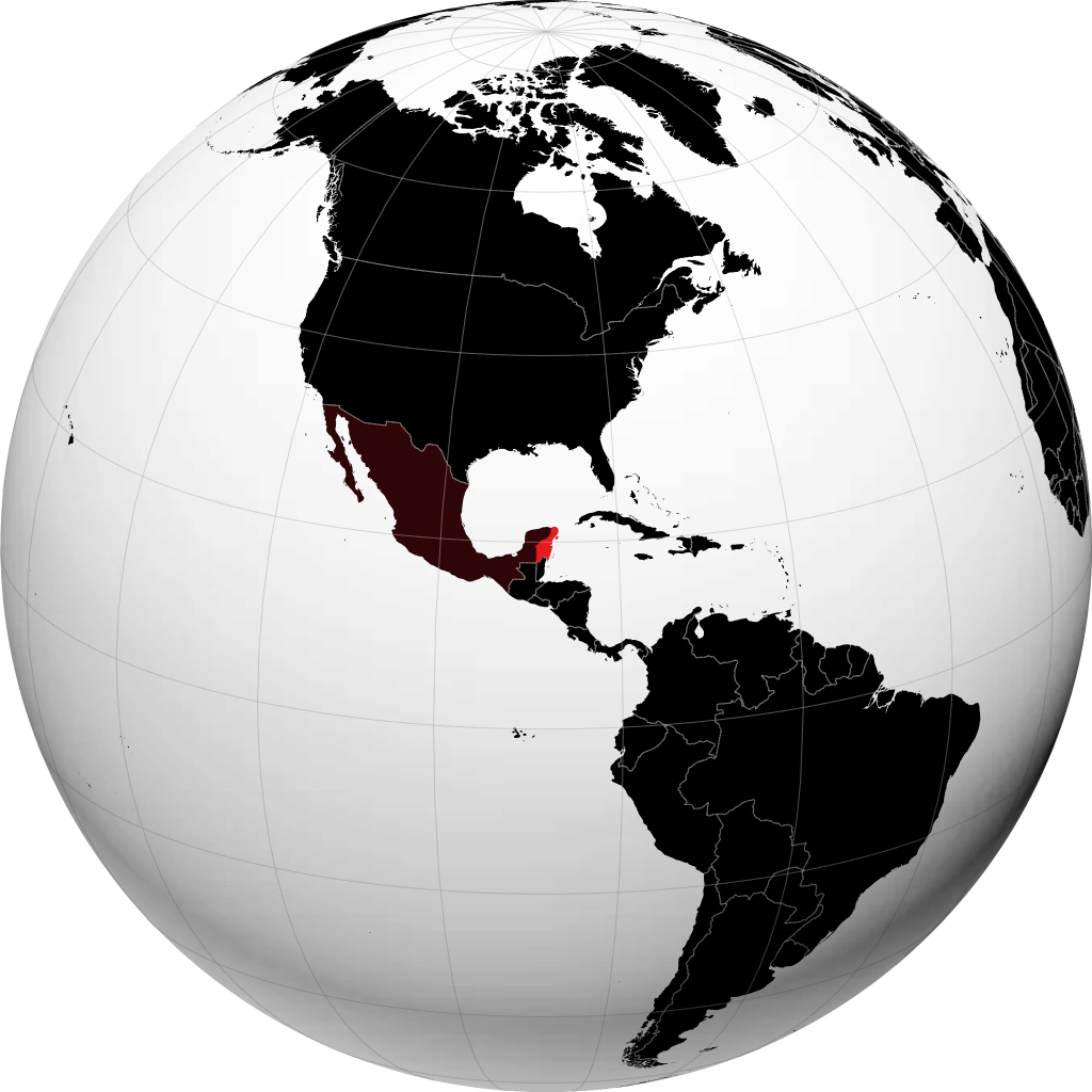 État de Quintana Roo sur le globe