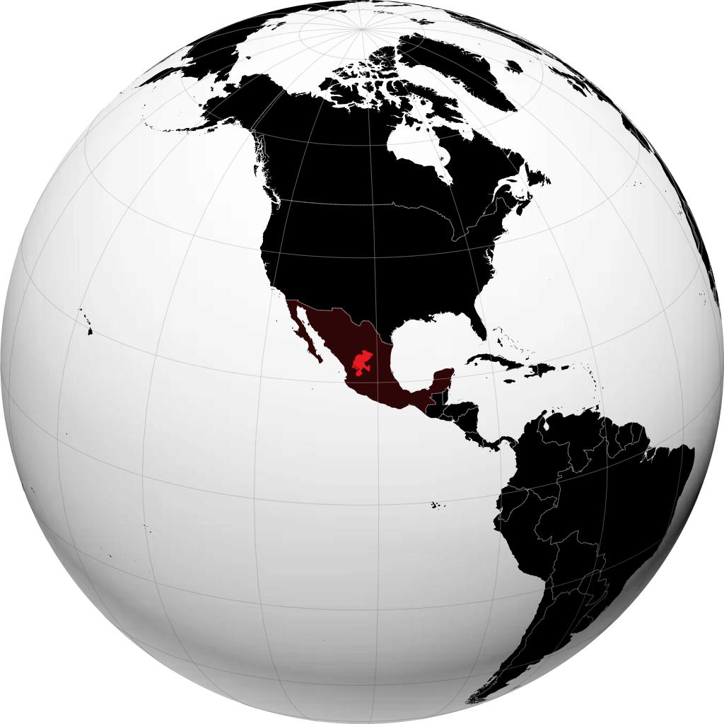 État de Zacatecas sur le globe