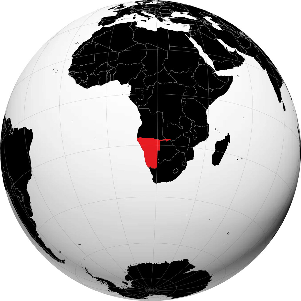 Namibie sur le globe