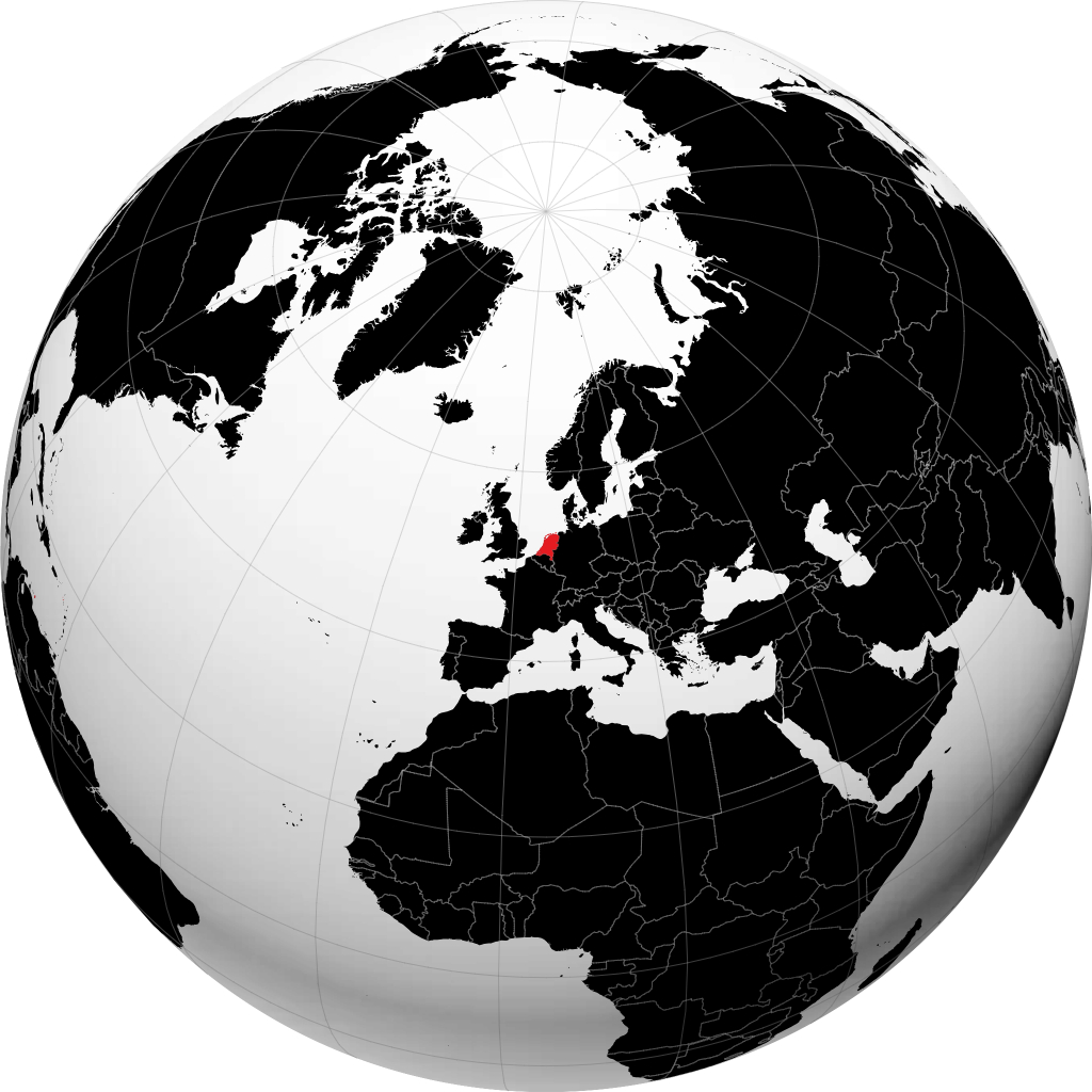 Pays-Bas sur le globe