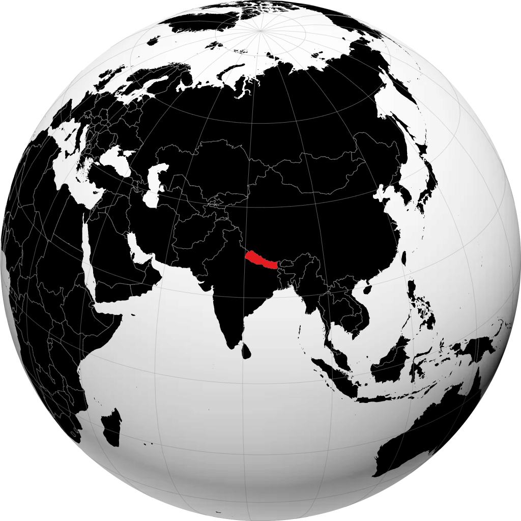 Népal sur le globe