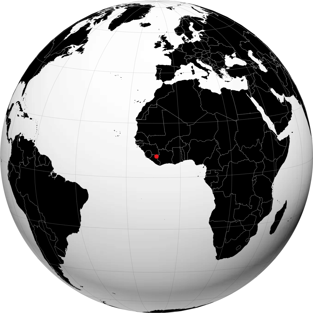 Nzérékoré sur le globe
