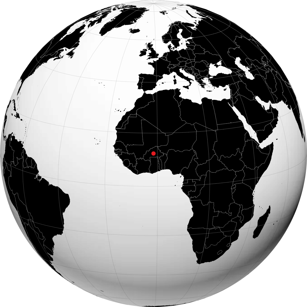 Ouagadougou sur le globe