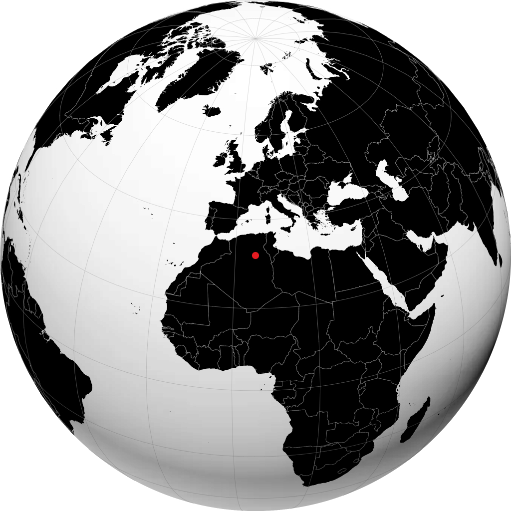 Ouargla sur le globe