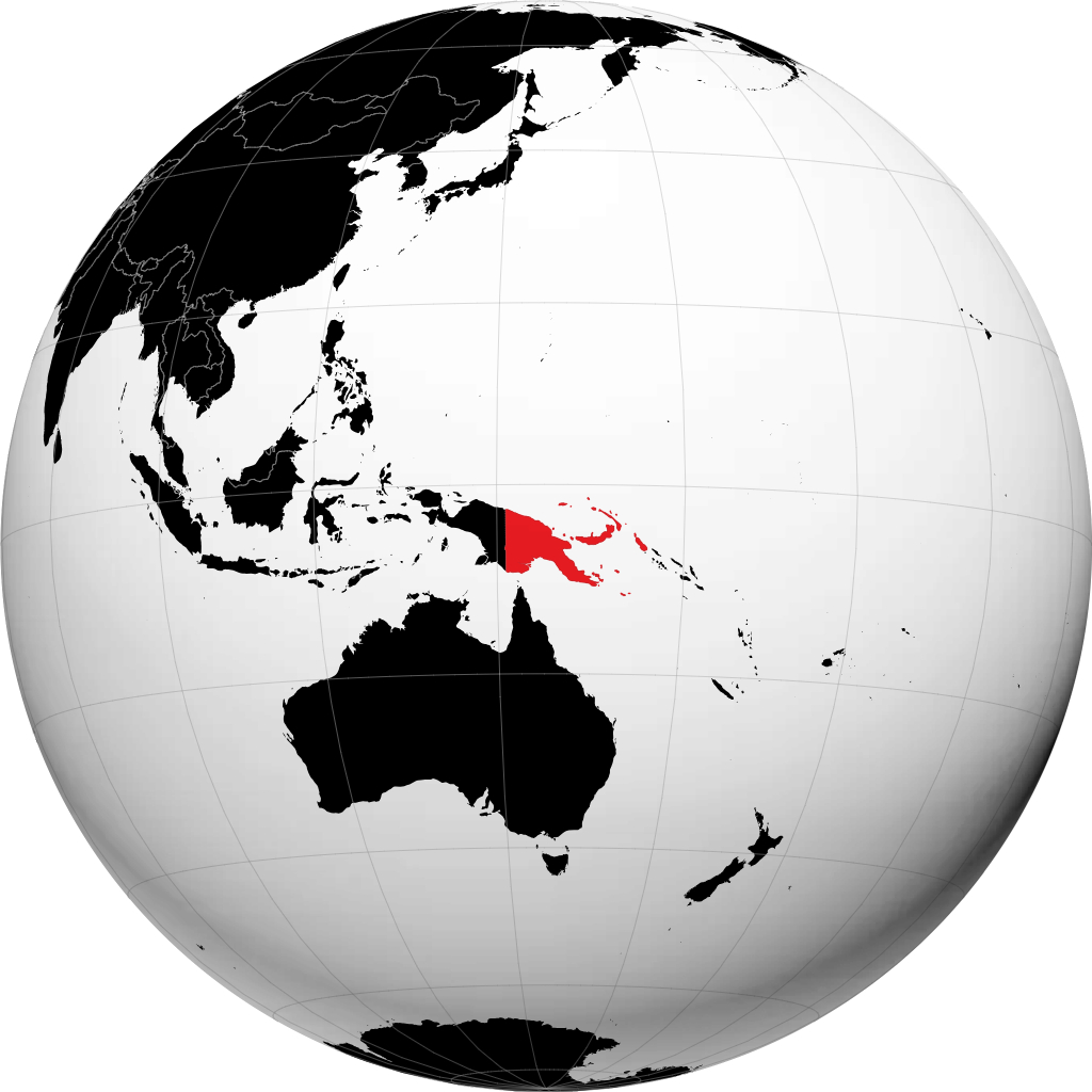 Papouasie-Nouvelle-Guinée sur le globe