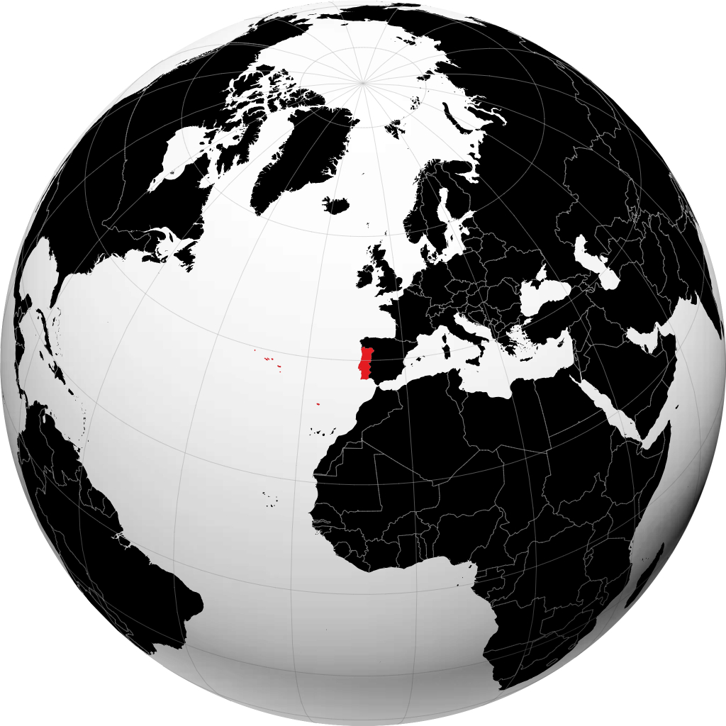 Portugal sur le globe