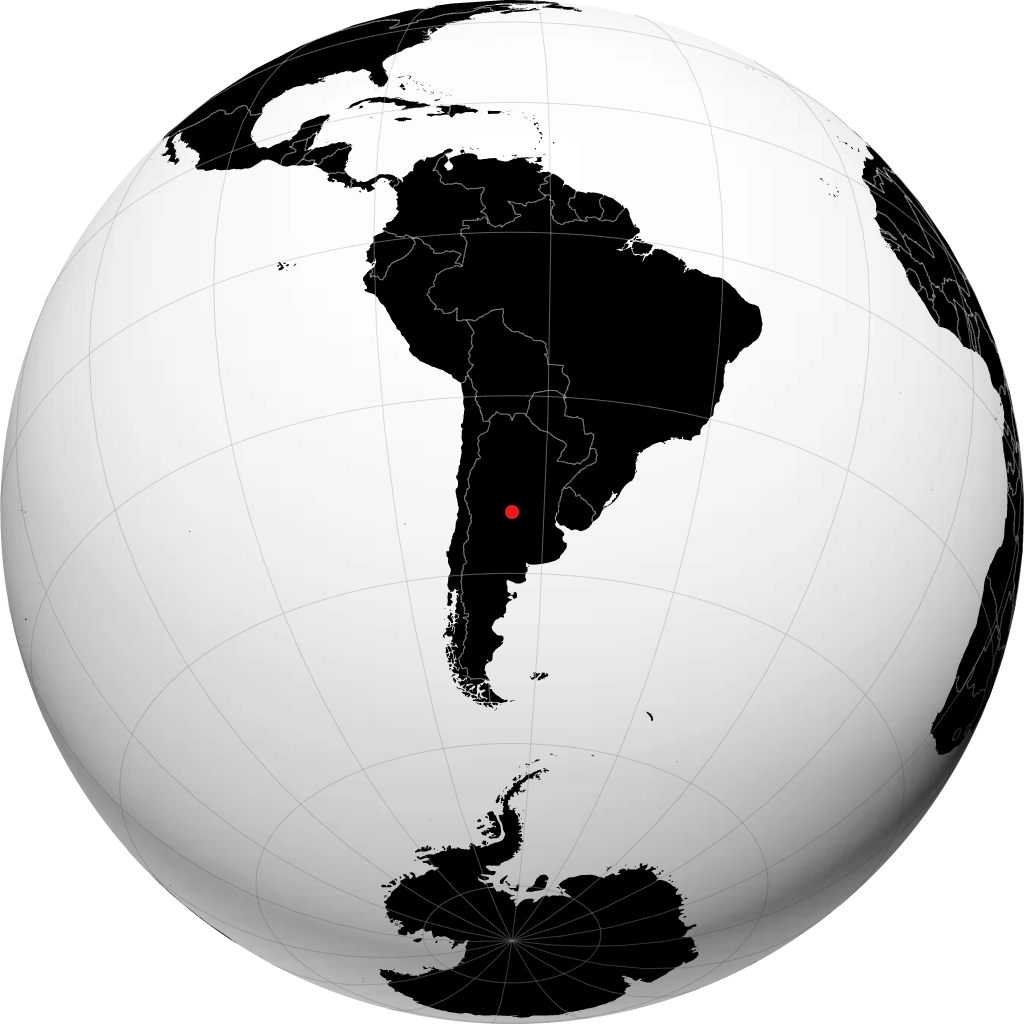 Río Cuarto sur le globe