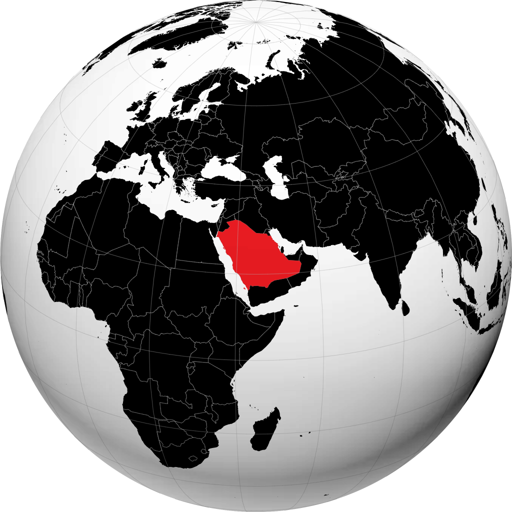 Arabie saoudite sur le globe
