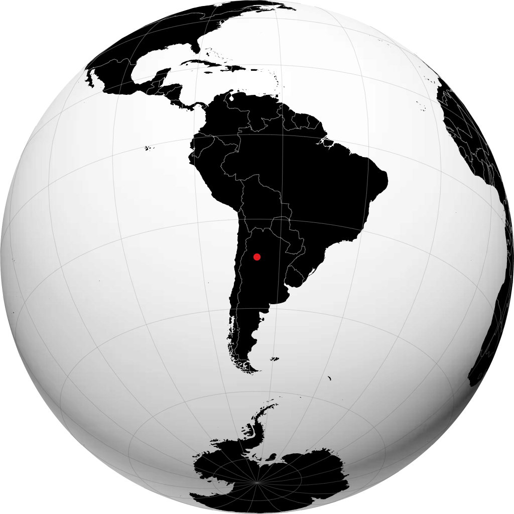 San Fernando del Valle de Catamarca sur le globe
