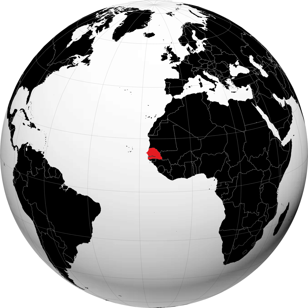 Sénégal sur le globe