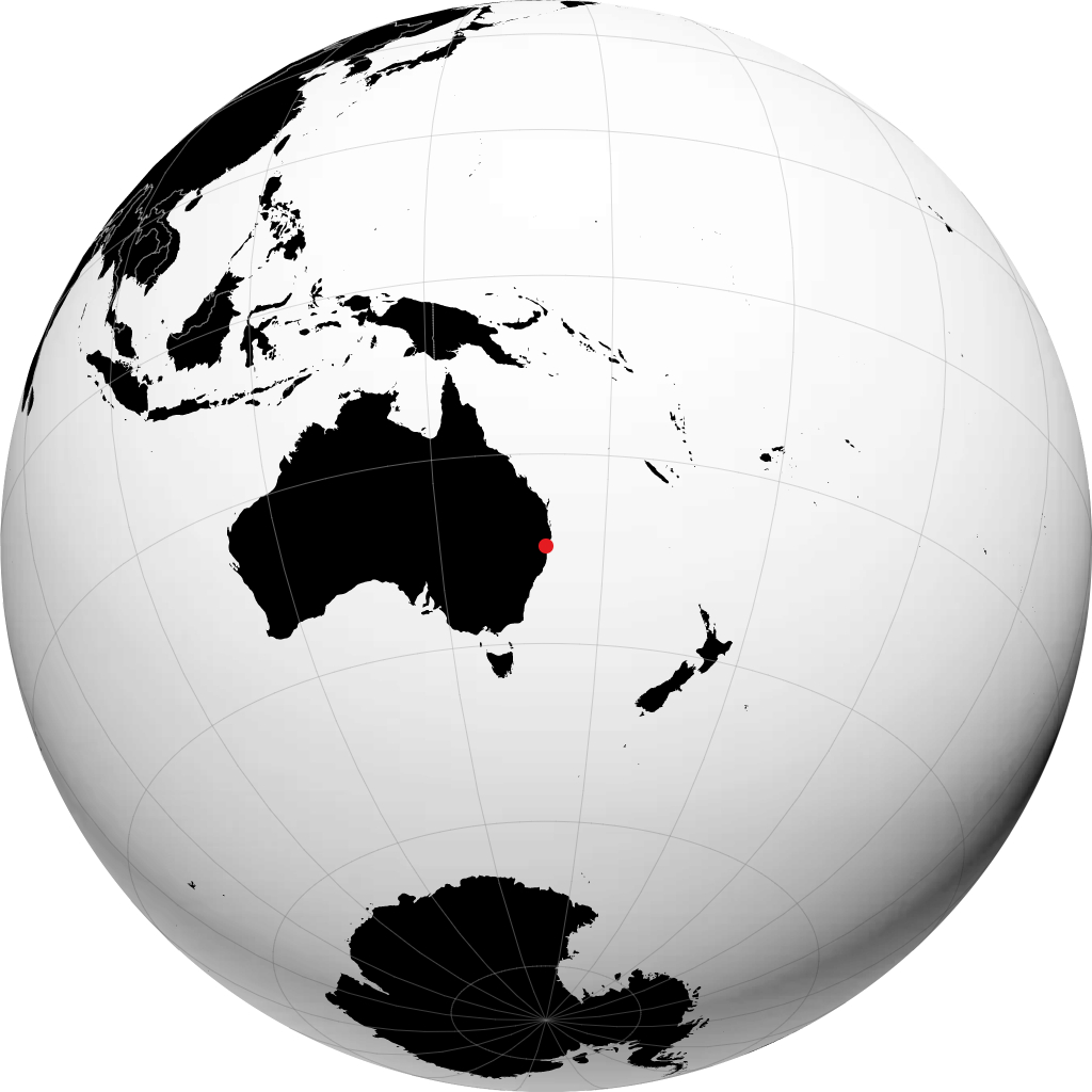 South Grafton sur le globe