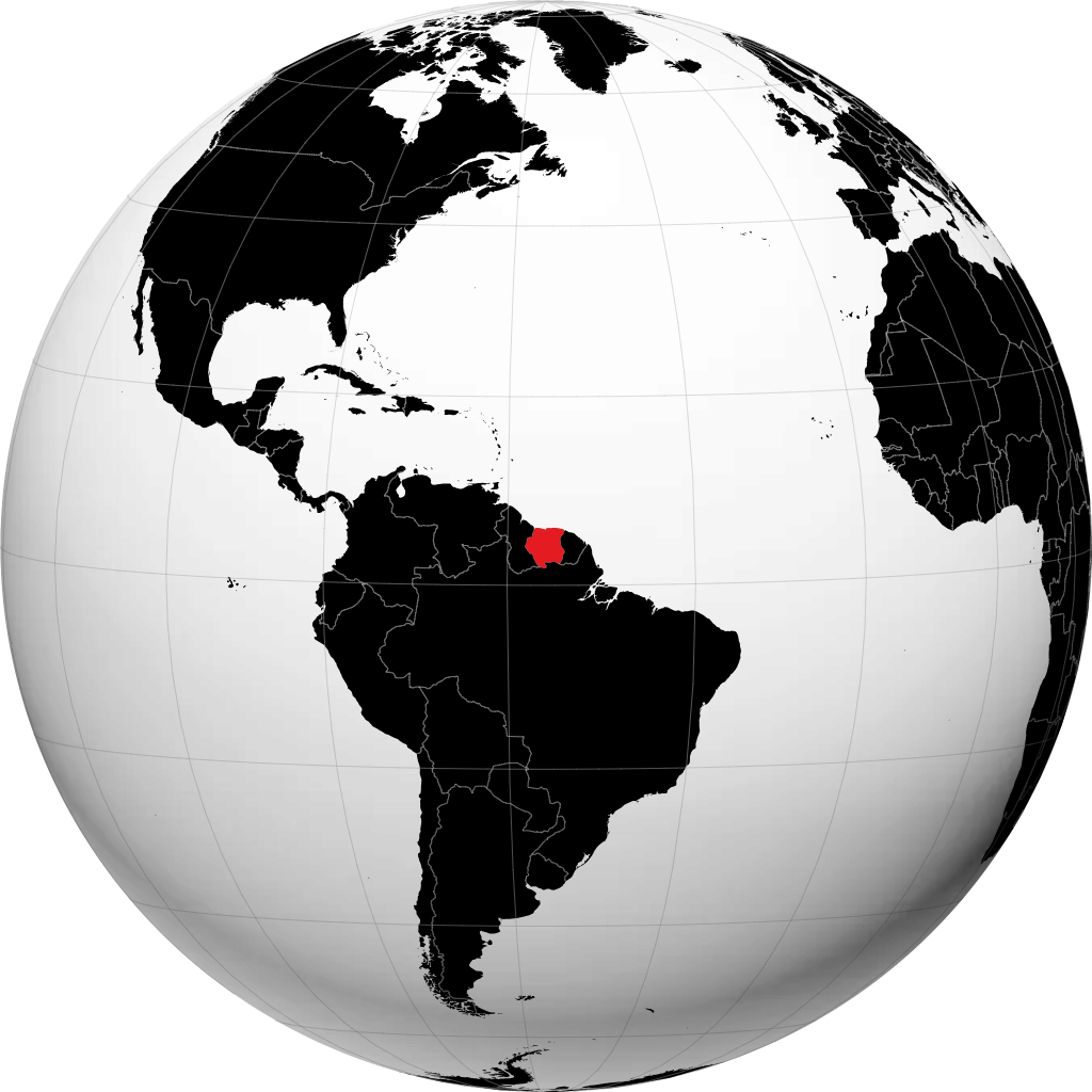 Suriname sur le globe