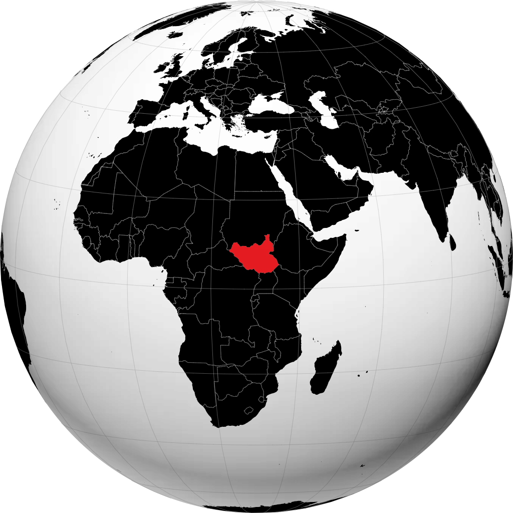 Soudan du Sud sur le globe