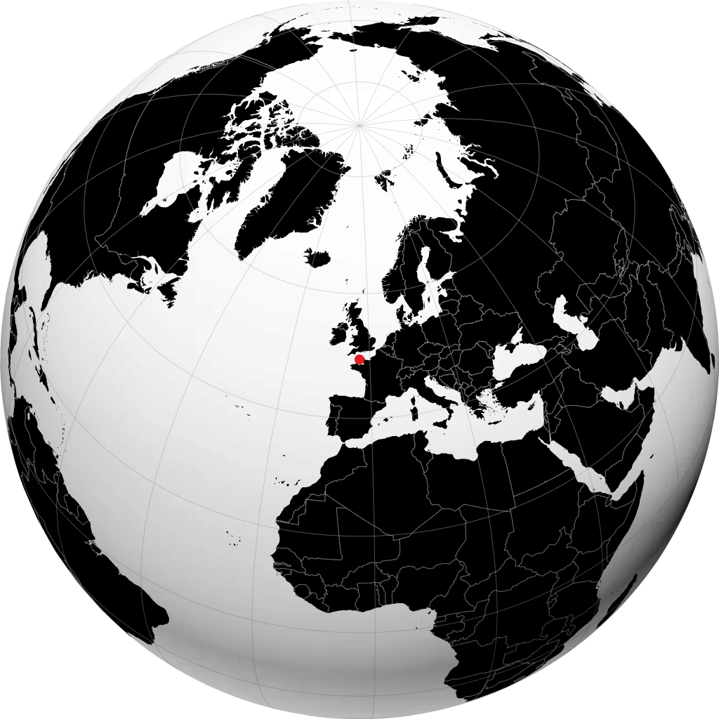 St Peter Port sur le globe