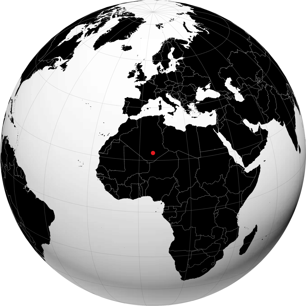Tamanghasset sur le globe