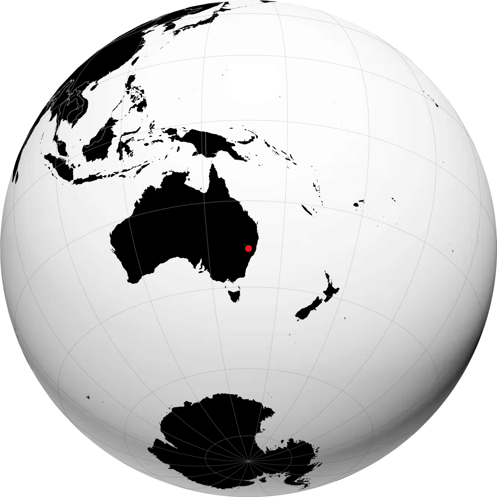 Tamworth sur le globe