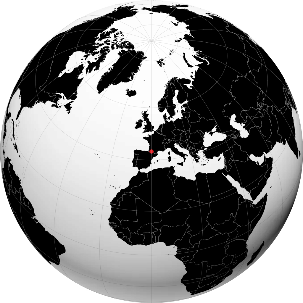 Tarbes sur le globe