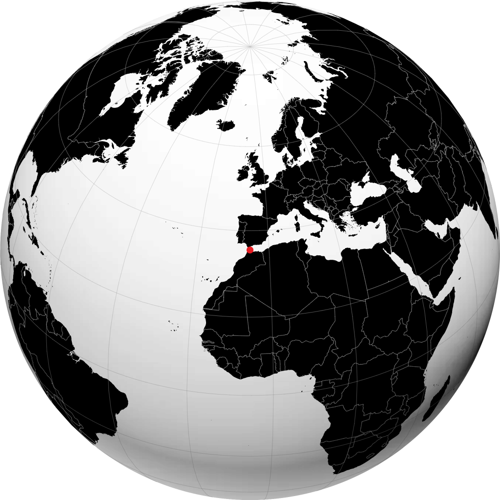 Tétouan sur le globe