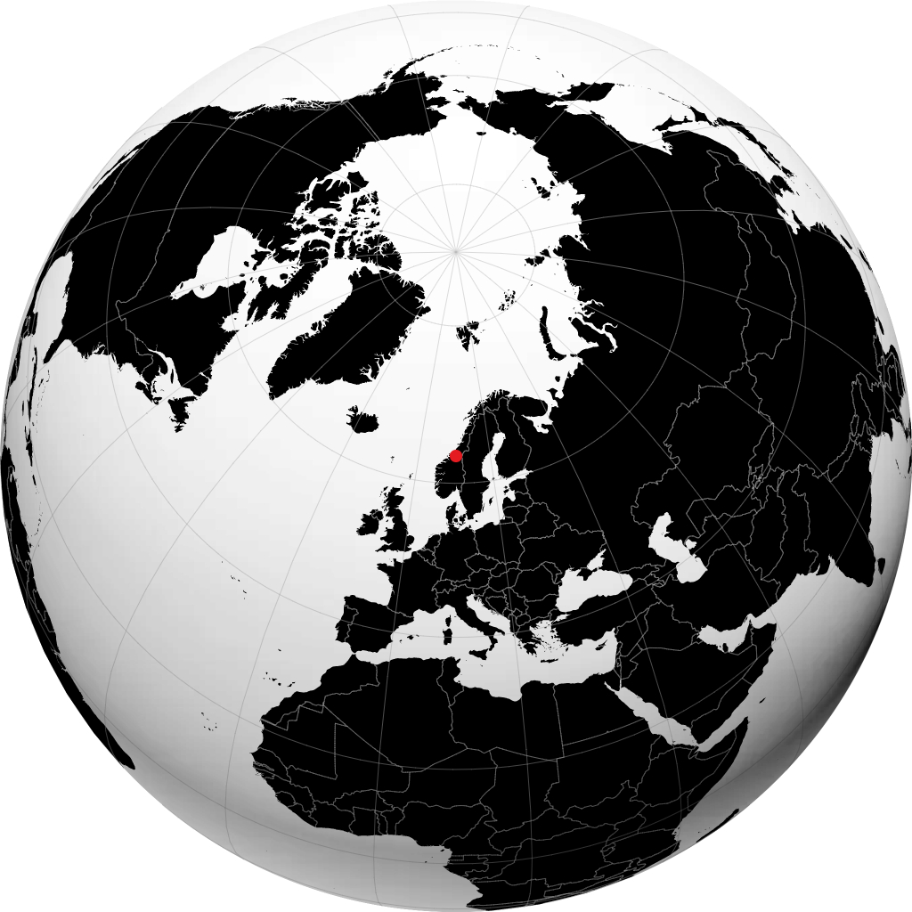Trondheim sur le globe