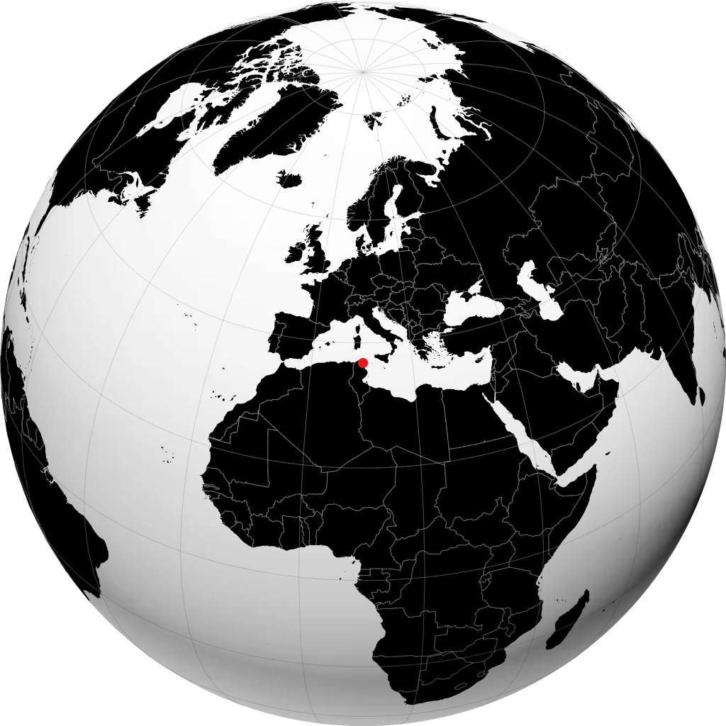 Tunis sur le globe