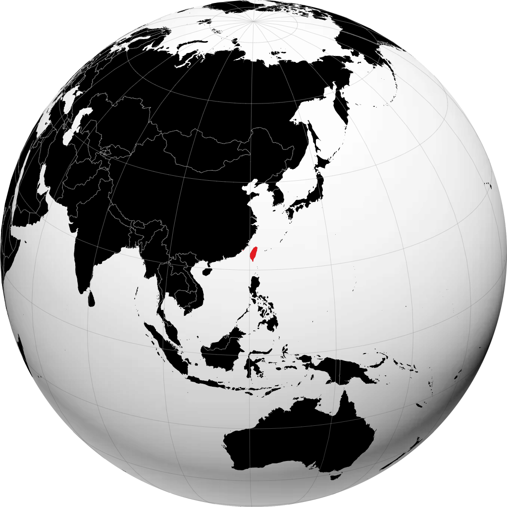 Taïwan sur le globe