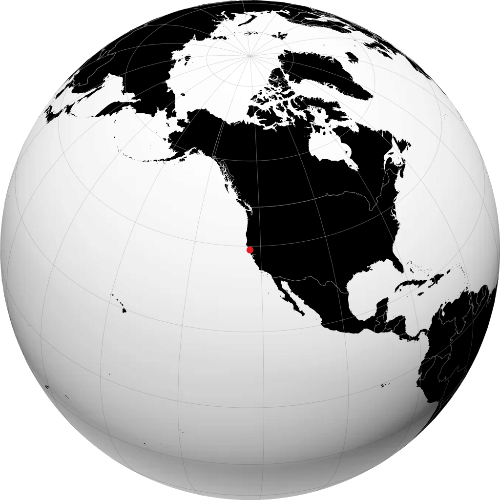 Ukiah sur le globe