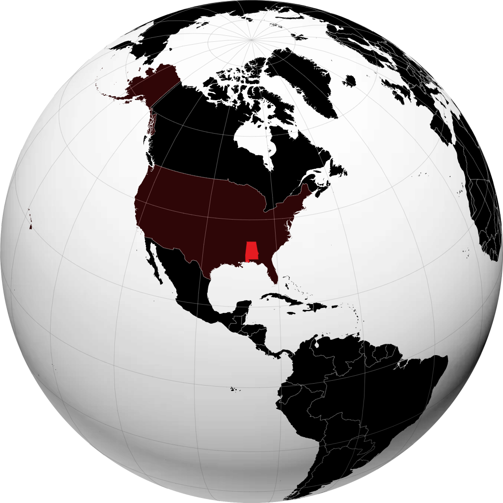 Alabama sur le globe