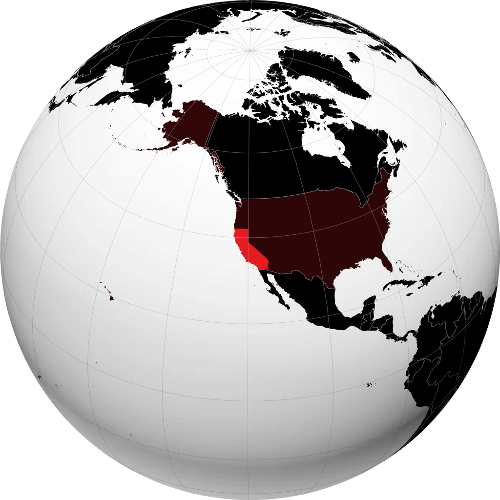 Californie sur le globe
