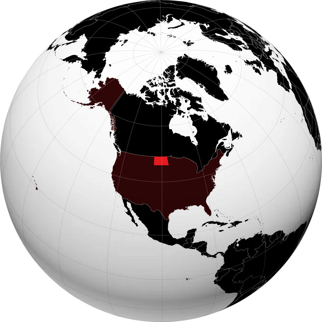 Dakota du Nord sur le globe
