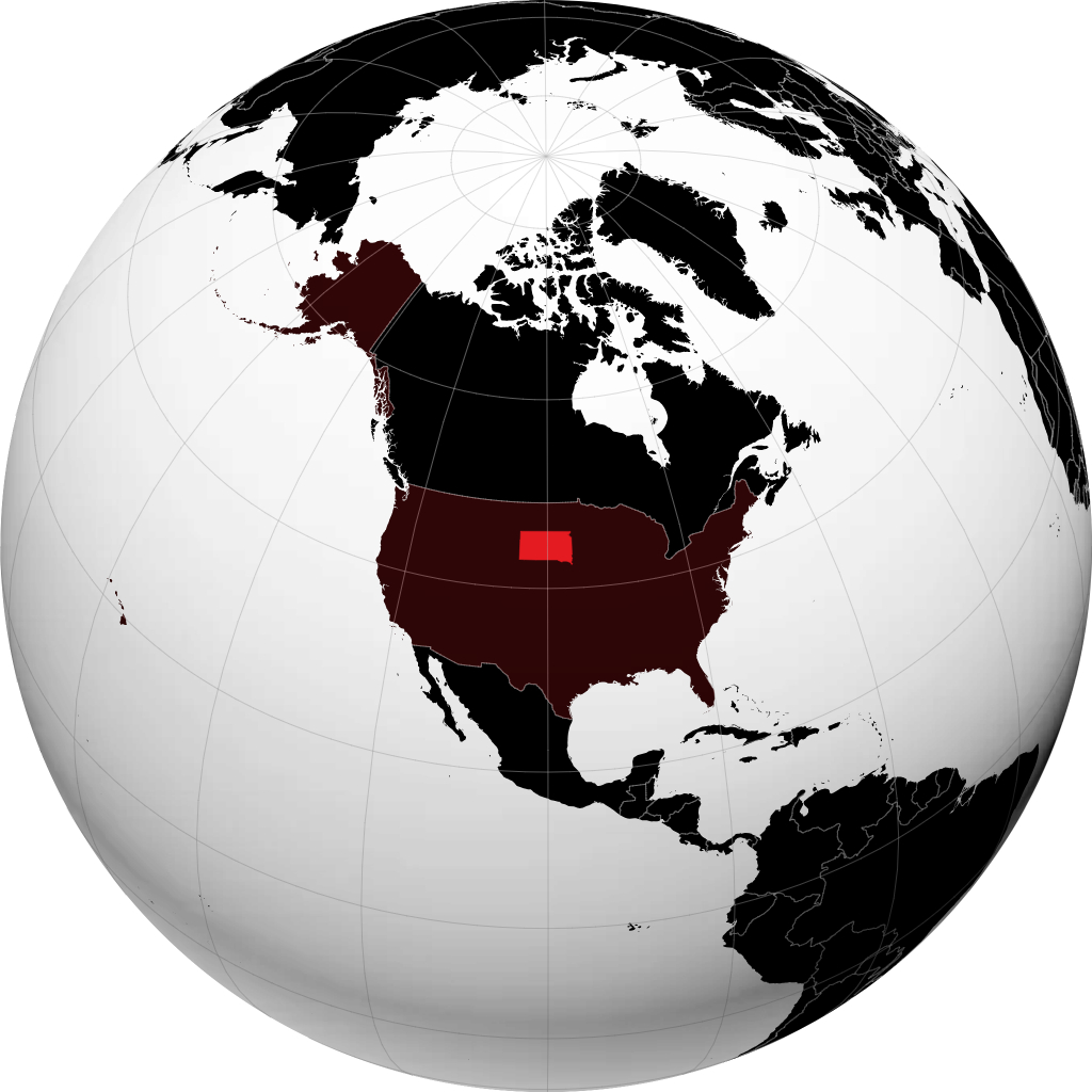 Dakota du Sud sur le globe