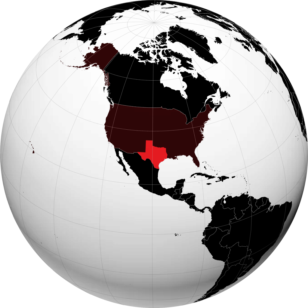 Texas sur le globe