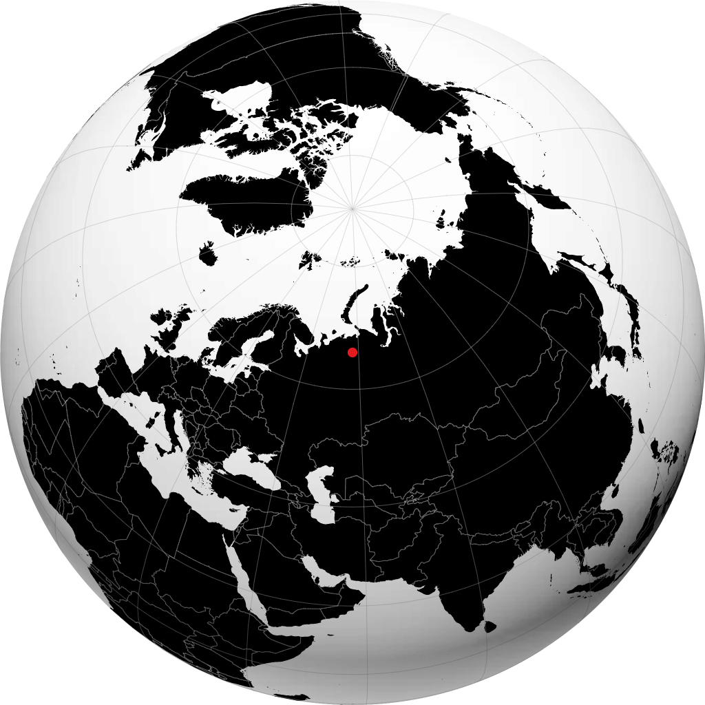 Usinsk sur le globe