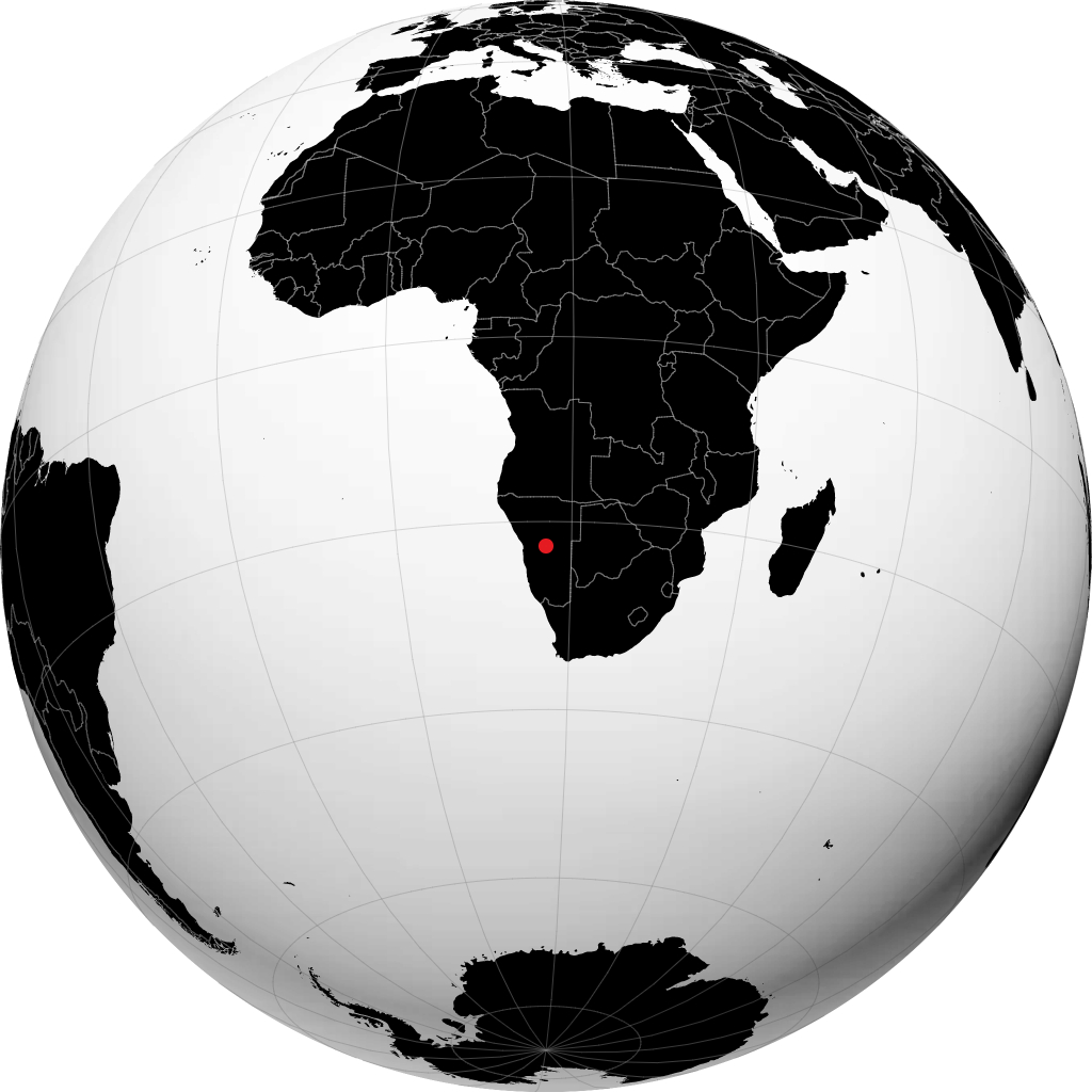 Windhoek sur le globe