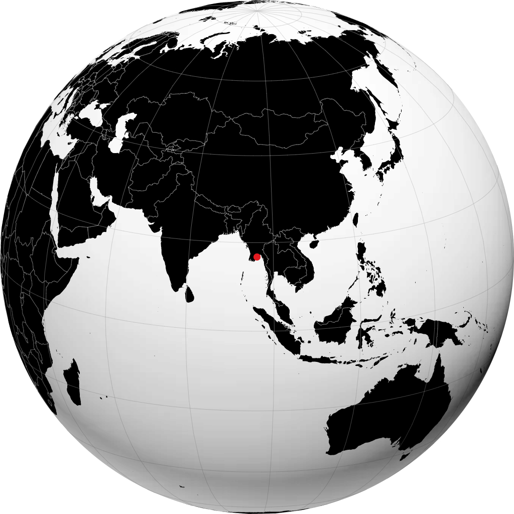 Rangoun sur le globe