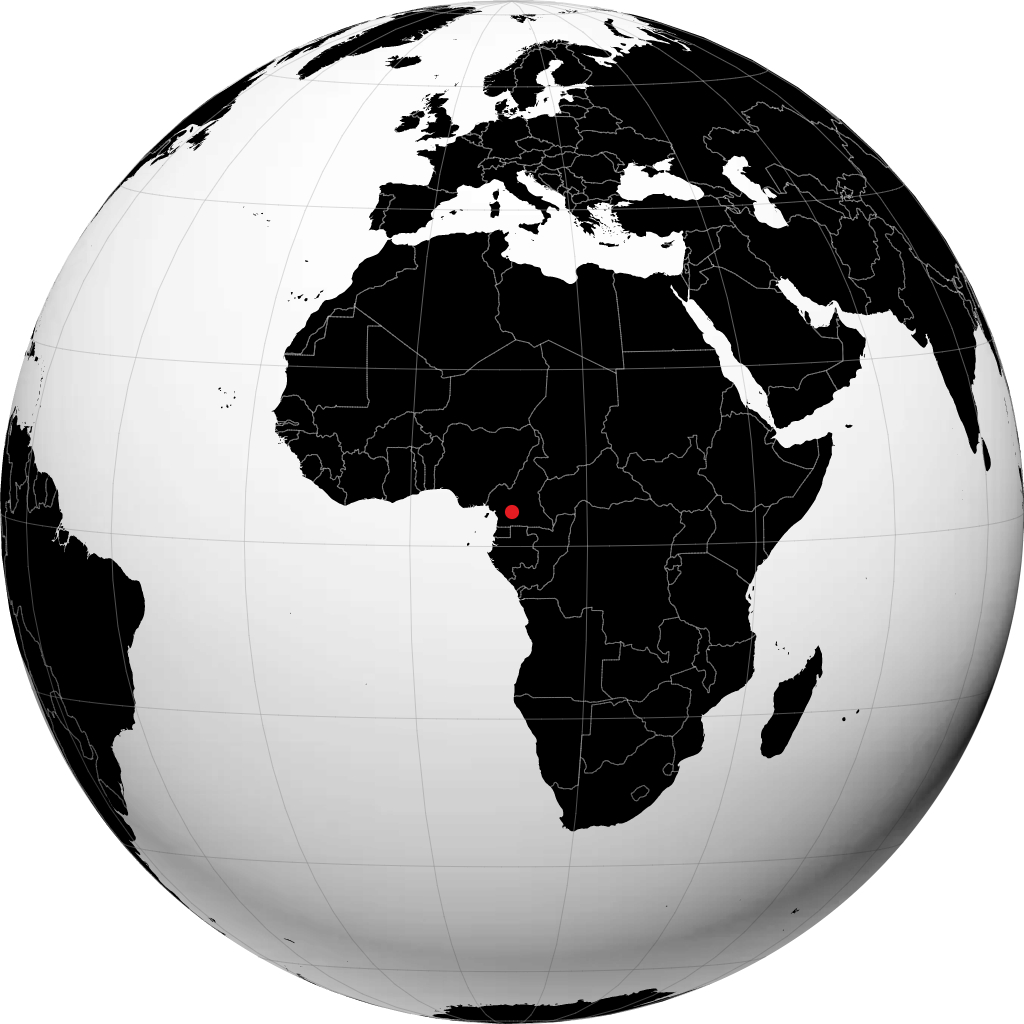 Yaoundé sur le globe