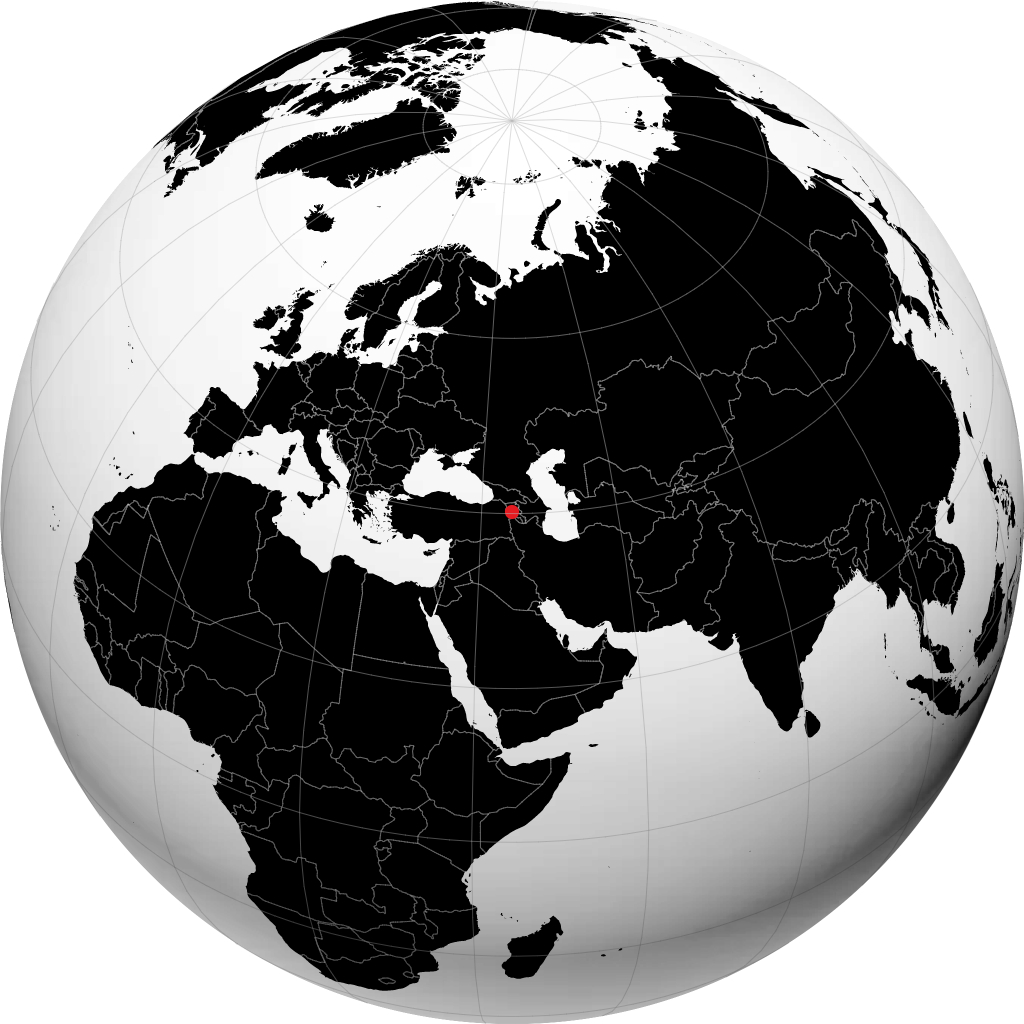 Erevan sur le globe