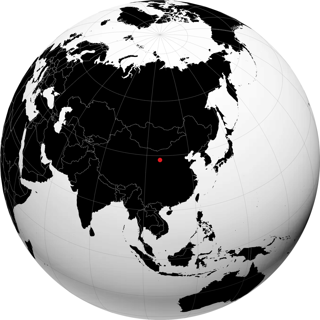 Yinchuan sur le globe