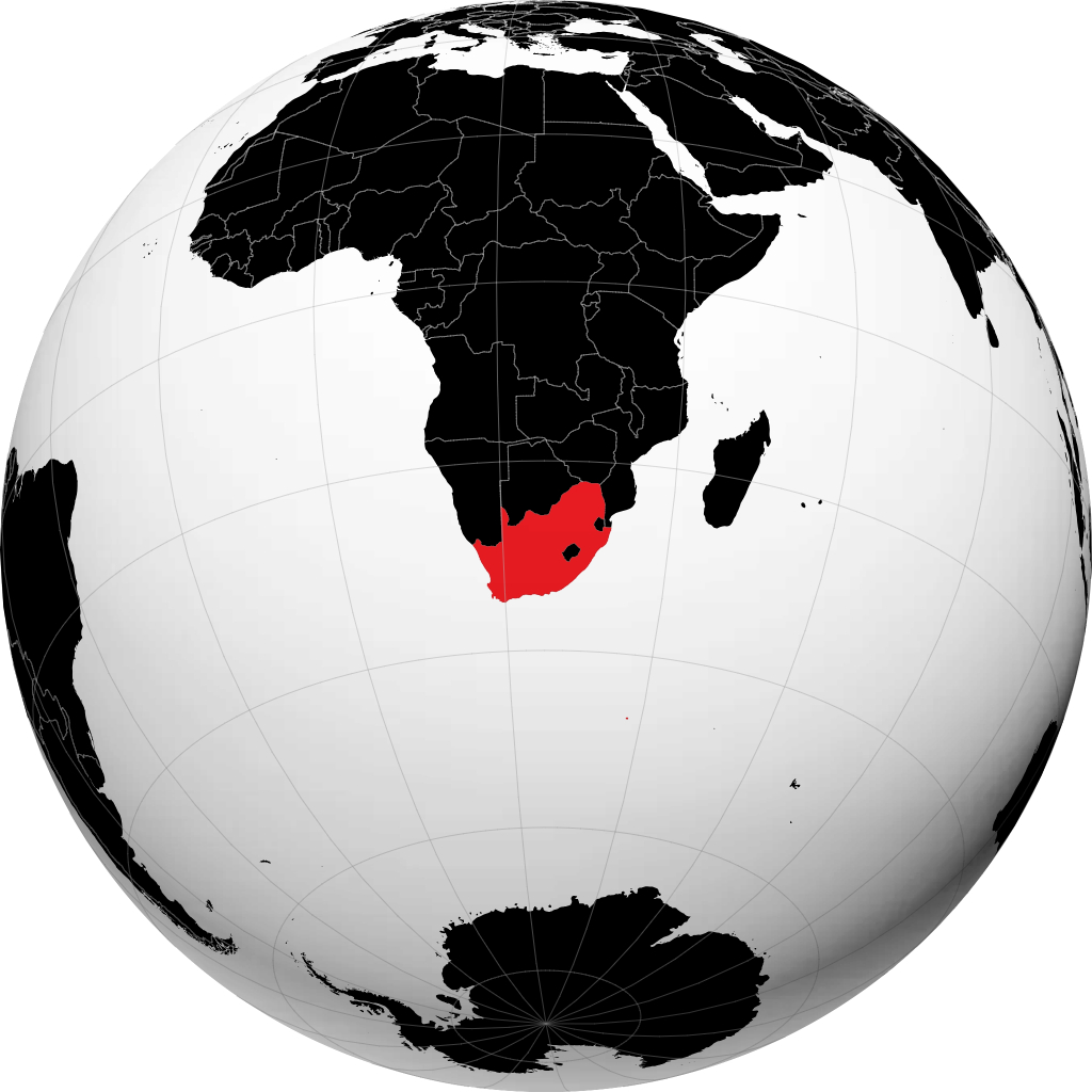 Afrique du Sud sur le globe